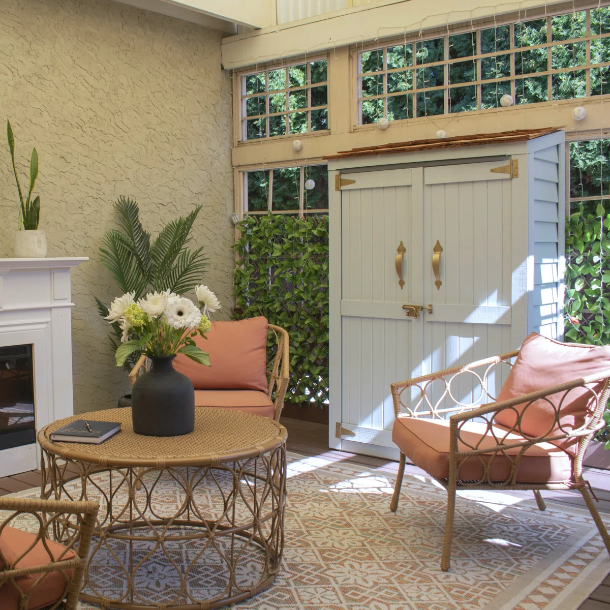 4 ft. W x 2 ft. D Garden Chalet Cedar Wood Tool Shed with Double Doors & Shelving - Image 3