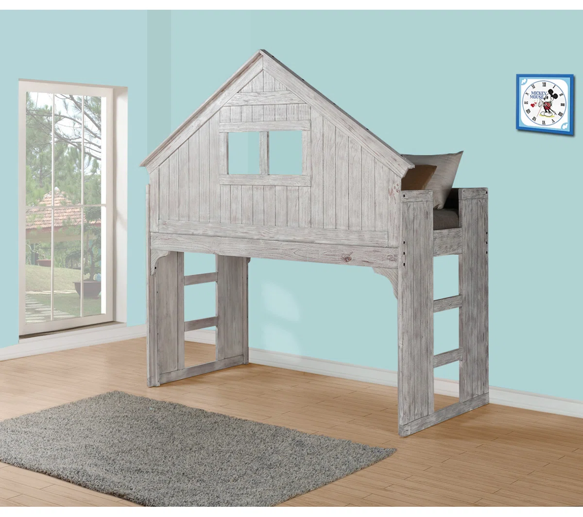 Donco Kids Club House Low Loft Bunk Bed – Twin Over Full, Driftwood Finish - Image 3