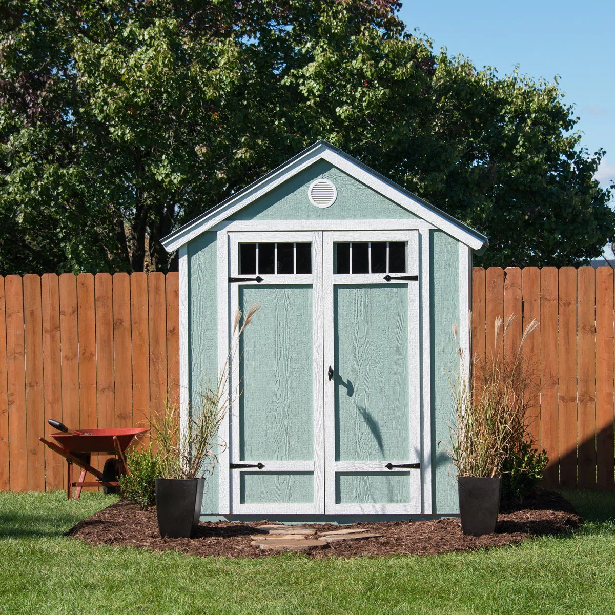 Garden 6 ft. W x 8 ft. D Wood Storage Shed with Floor – Double Doors, Windows & Built-in Shelving - Image 3