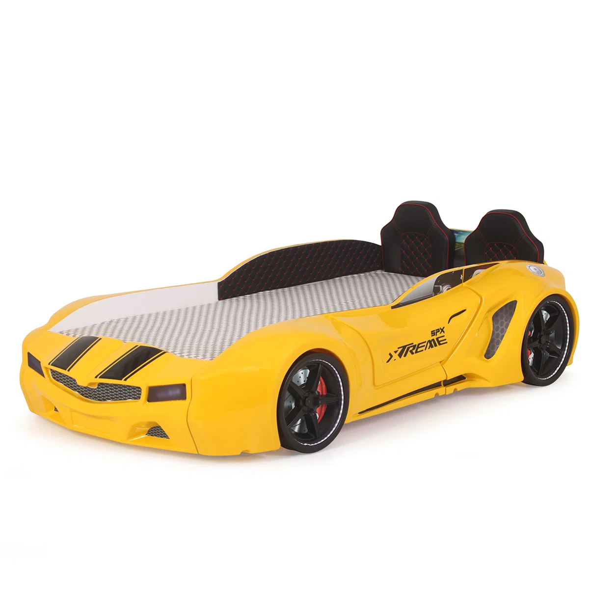 Lynda Kids Twin Upholstered Bed with Footboard – Yellow Faux Leather - Image 3