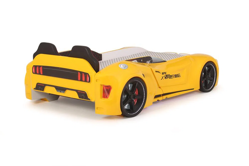 Lynda Kids Twin Upholstered Bed with Footboard – Yellow Faux Leather - Image 2