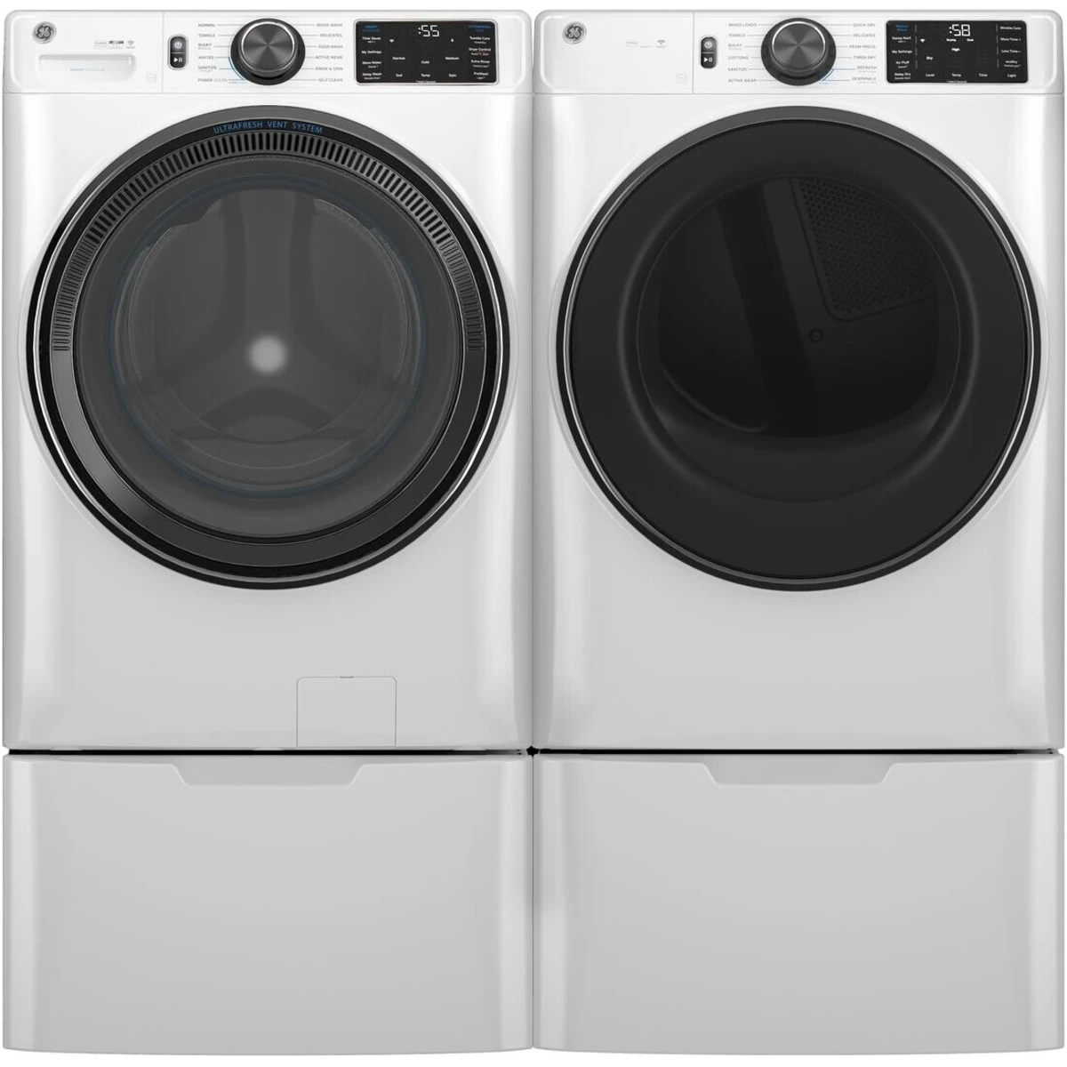 GE Side-by-Side Front Load Washer and Electric Dryer Set in White – 5.0 cu. ft., Steam, Smart WiFi, Energy Star - Image 5