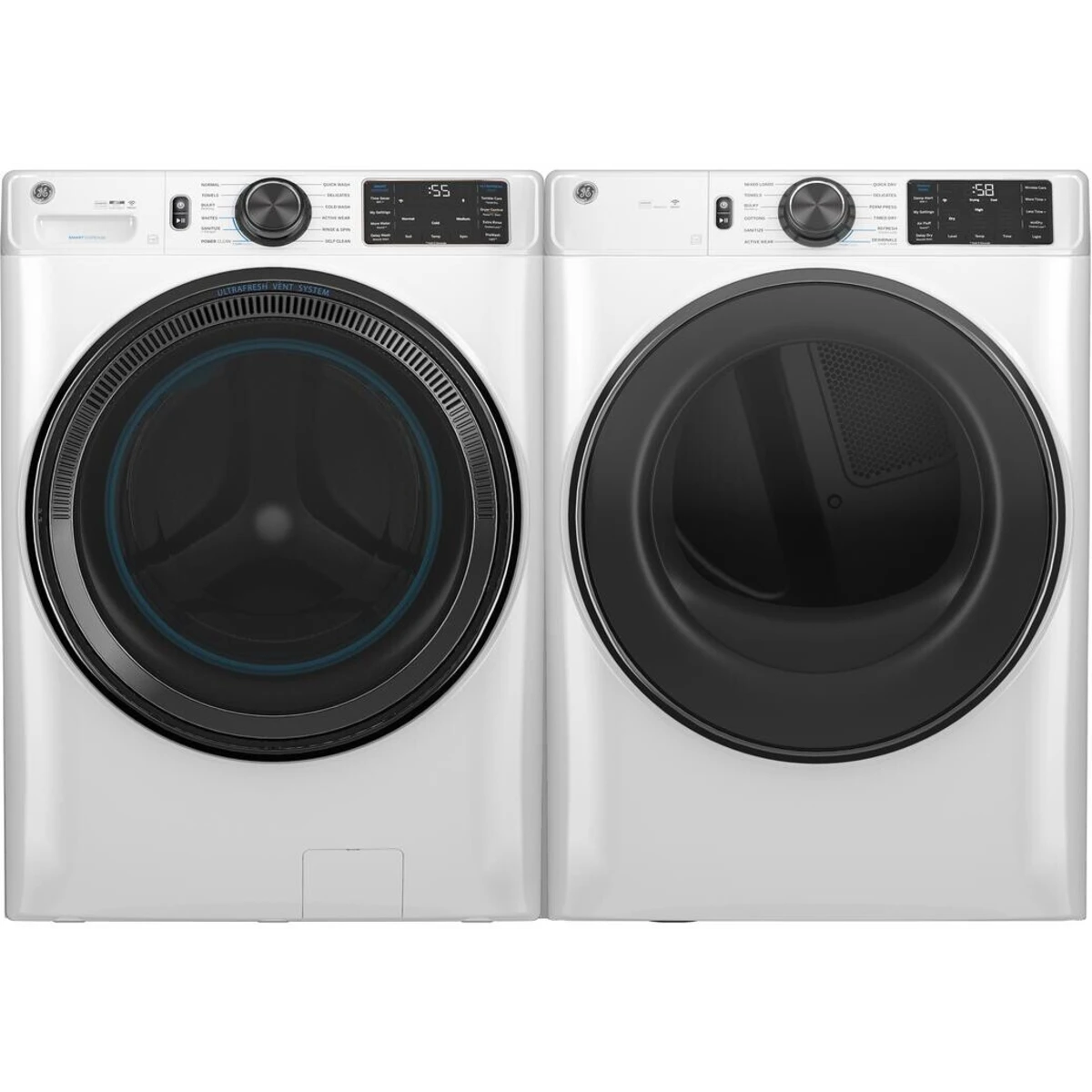 GE Side-by-Side Front Load Washer and Electric Dryer Set in White – 5.0 cu. ft., Steam, Smart WiFi, Energy Star - Image 4