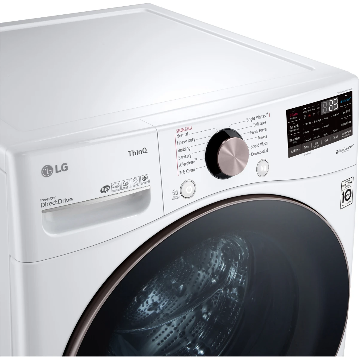 LG Side-by-Side on Pedestals Front Load Washer and Gas Dryer Set in White – Model WM3400CW - Image 4